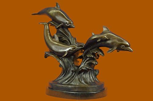 Hot Cast 5 Dolphins Riding A Wave Bronze Sculpture Hot Cast Classic Artwork Marine Figure