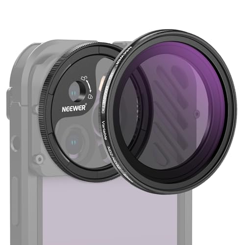 NEEWER 52mm Magnetic Variable ND Filter ND2-32 (1-5 Stop) for Phone Lens with M Mount Adapter Ring Compatible with SmallRig NEEWER Phone Cage with M Lens Mount Backplane for iPhone 14 13 12 Series
