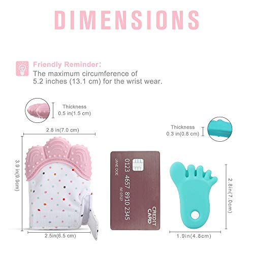 Prohapi Silicone Baby Teething Mitten, Self Soothing Teether & Teething Pain Relief Toy Glove Plus Hygienic Travel Storage Pouch - Natural Remedy for Infants & Toddlers 3-6 Months (Pink 2-Pack) - Thumbnail 3