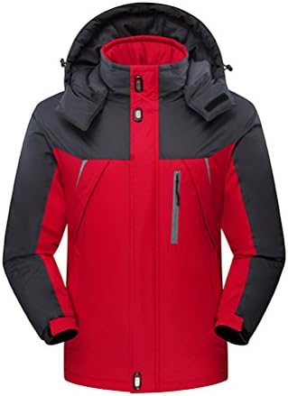 Flyrioc Men's Winter Ski Jacket Windproof Fleece Jacket Warm Coat Outdoor Sports Jacket Red M