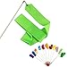 Voberry Dancing Ribbon Streamer Gym Rhythmic Rod Art Gymnastic Ballet Twirling Stick 4M (GrassGreen)