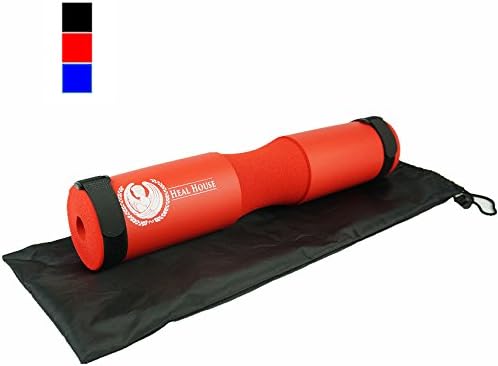 Barbell Pad/Squat Pad- Includes Carrying Bag &amp; Velcro Straps- Comfortable Foam Pad for Squats, Lunges&amp; Hip Thrusts- Protective Support for Shoulder, Neck &amp; Hips (Red)