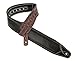 Walker & Williams C-35 Custom Black Premium Top Grain Leather Padded Guitar Strap with Metal Crosses For Acoustic, Electric, And Bass Guitars