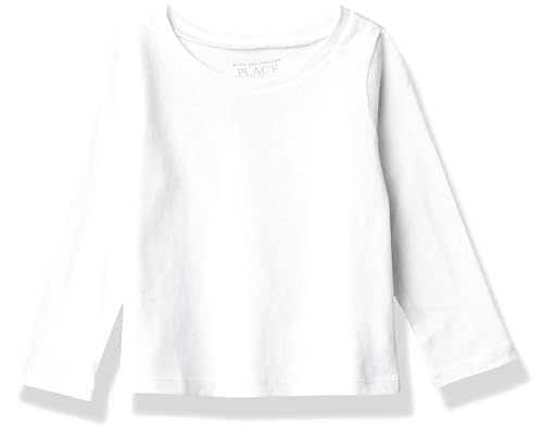 The Children's Place baby girls And Toddler Long Sleeve Basic Layering T-shirt T Shirt, White 2 Pack, 3T US