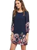 Floerns Women's Chiffon Floral Long Sleeve Shift Dress