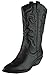 Cambridge Select Women's Cowboy Western Pointed Toe Knee High Pull On Tabs Boots,8 B(M) US,Black PU