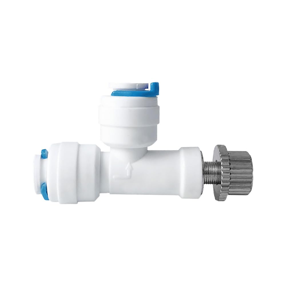 PAROAD Manual Flow Restrictor Water Flow Adjustment Valve Regulator Water Flow Control Valve Water Speed Regulator 1/4 to 1/4 Inch Hose for Reverse Osmosis Water Systems (L-Shape)