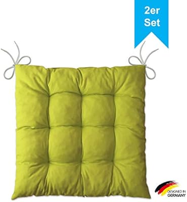 Amazon De Lileno Home 2er Set Stuhlkissen Grun 40x40x6 Cm Sitzkissen Fur Gartenstuhl Kuche Oder