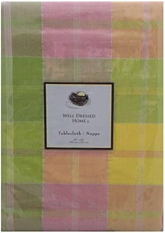 Well Dressed Home Fabric Tablecloth with Silver Thread (60" x 84") - Pastel Colors