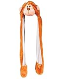 Plush Hat Novelty Cap Animal costume Beanie With Long Paws-Monkey