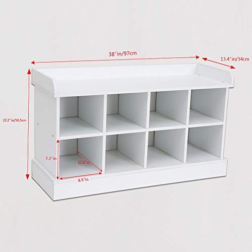 image for love furniture 8 Cubbies Shoe Entryway Bench Storage with Fireproof Cu