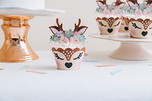 4 Woodland+Deer+Cupcake+Toppers+Wrappers