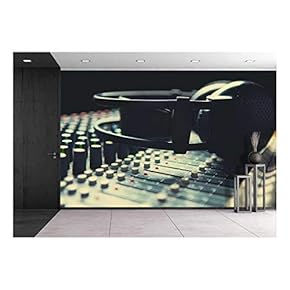 Headpnones on Soundmixer - Removable Wall Mural | Self-Adhesive Large Wallpaper - 66x96 inches