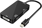 VicTsing 3-in-1 Mini Displayport Thunderbolt to HDMI/DVI/VGA Adapter, 4K Mini Displayport 1.2 Converter, Compatible Male to Female Adapter for MacBook, PC, Projector, Surface Pro- Black