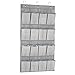 mDesign Soft Fabric Over The Door Hanging Storage Organizer with 16 Deep Pockets for Child/Kids Room, Nursery, Playroom - Metal Hooks Included - Textured Print - Gray