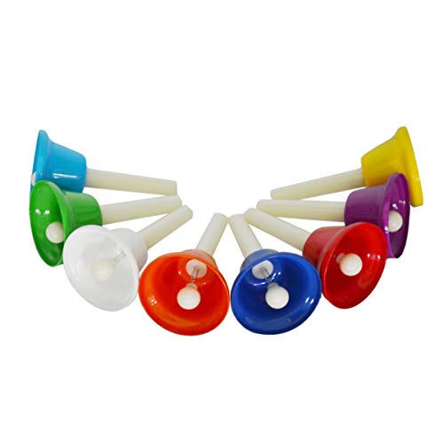 DoMoment 8PCS/Set Colorful Metal Rhythm 8 Note Hand Bell Set Musical Instrument Percussion Education for Child Kids Gift
