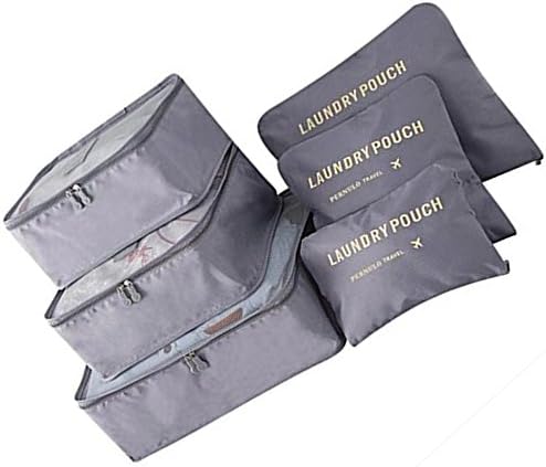 Angogo 6PCS Travel Storage Bags Waterproof Clothes Packing Cubes Travel Luggage Bag (Navy Blue)