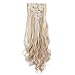 Benehair Clip in Hair Extensions 8PCS 24inch Long Wavy Synthetic Hairpieces Ombre Two Tones Highlighted Sandy Blonde & Bleach Blonde Hair Extensions Double Weft Hairpieces for Women