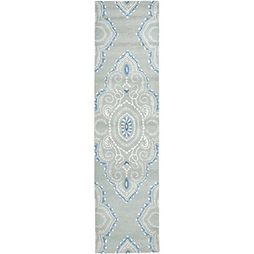 Safavieh Wyndham Collection WYD372A Handmade Blue and Ivory Wool Runner, 2 feet 3 inches by 7 feet (2'3" x 7')