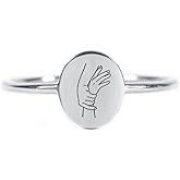 FUNYCHEN 925 Sterling Silver Pinky Promise Ring for Women Mother Daughter Ring Friendship Ring Gifts for Bestie Signet Matching Rings for Couple Wedding Ring Dainty Jewelry Gifts for Her US Size 5-10