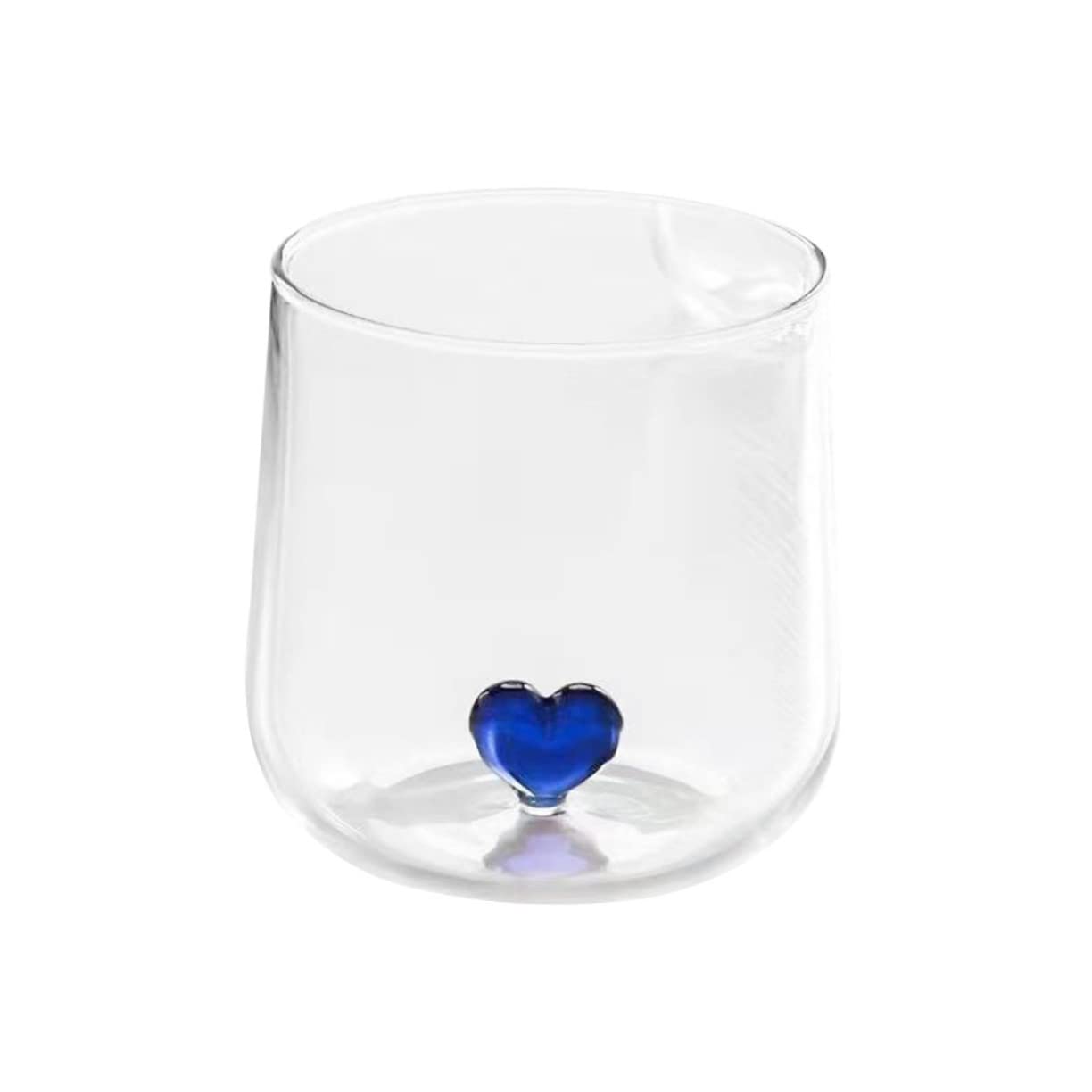 CIYODO Love Glass Clear Tea Cup Heart Coffee Mug Clear Coffee Mug White Wine Glasses Glass Martini Cup Tooth Brushing Tumbler Beverage Glass Couple Glass Water Container Lovers Blue