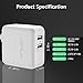 USB Wall Charger, JSAUX 24W Dual USB Ports Travel Charger Compact with Foldable Plug Compatible with iPhone X/8/7/7 Plus/6s/6 Plus, iPad Pro/Air 2/Mini 3/Mini 4, Samsung Galaxy S5/S4 & More