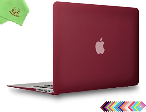 UESWILL Smooth Soft-Touch Matte Frosted Hard Shell Case Cover for MacBook Air 11" + Microfibre Cleaning Cloth, Wine Red