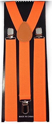 Orange Colors Sexy Mens Womens Clip-on Suspenders Elastic Y-Shape Adjustable Braces