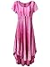 JayJay Women Boho High Low Casual Maxi U-Neck Short Sleeve Tie Dye Print Long Dress with Pocket,RED,2XL
