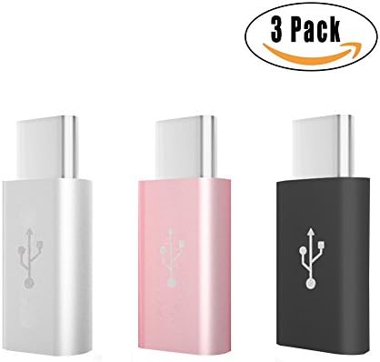 CJRSLRB Micro USB to USB C Adapter(3 Pack),Works with MacBook,Nexus 6P, OnePlus 2,ChromeBook Pixel and more