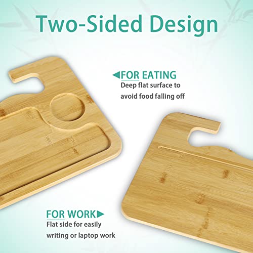 vioview Bamboo Steering Wheel Tray with Storage Bag, Double-Sided Steering Wheel Desk Food Trays for Eating, Laptop, iPad or Notebook, Fits Most Vehicles Steering Wheels