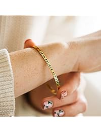 Pulsera MantraBand - Dream Believe Achieve - Brazalete de mantra ajustable con grabado inspirador - Plata, oro, oro rosa - Regalos para mujeres, acero inoxidable, 429561