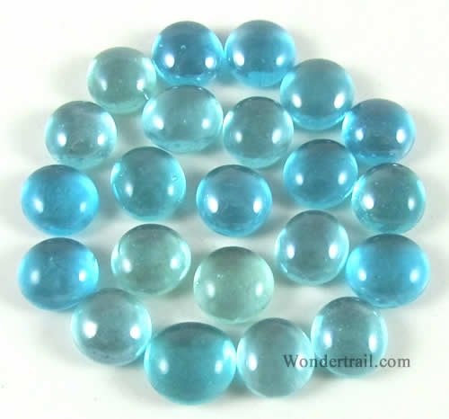 Nice Sky Blue Translucent 12-15mm Glass Bead Tokens (22)