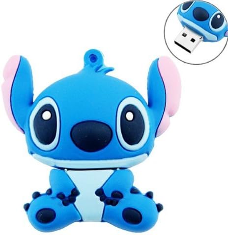 QICAIHU Novelty Stitch Blue Shape Design 16GB USB 2.0 Flash Drive Cute Memory Stick Stitch Thumb Drive Data Storage Pendrive Cartoon Jump Drive Gift