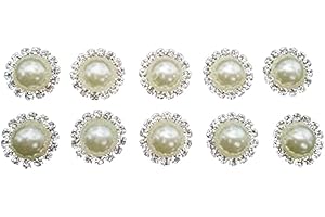 10 Pcs Crystal Pearl Button,Metal Rhinestone Buttons VeryProfessional and Attractive
