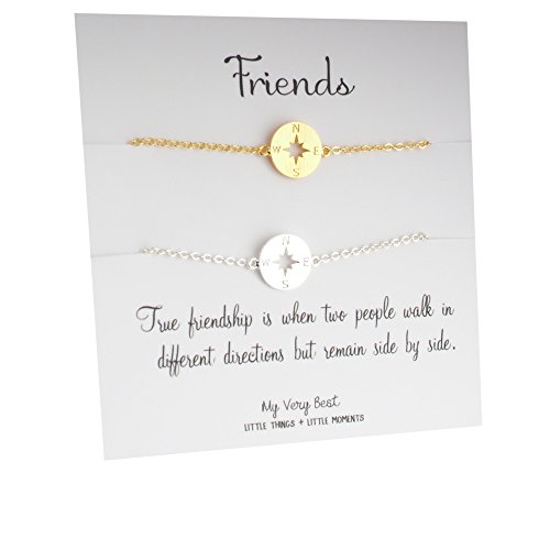 My very best dainty compass bracelet for 2, bff friends…