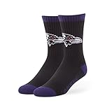 NFL Baltimore Ravens '47 Bolt Sport Socks, Black, Large (Men's 9-13 / Women's 10-12), 1-Pack