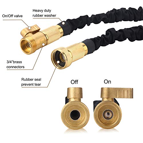LETIME 100ft Expandable Water Hose Set Retractable Garden Hose Flexible Hose Storage 3/4" Brass Valve 8 Function Hose Nozzle