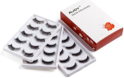 AJOY R-15L, 15 Pairs False Eyelashes, 3 Styles – Natural, Long Cross and Clear Band Fake Lashes Strip