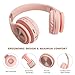 Kids Bluetooth Headphones Wireless/Wired On Ear Foldable Headphones for Kids Adults,Built-in Mic,FM,Micro SD/TF Card Slot,Stereo Sound for Pc Tablet Cell Phones Ipad Airplane School Use(Pink)thumb 2