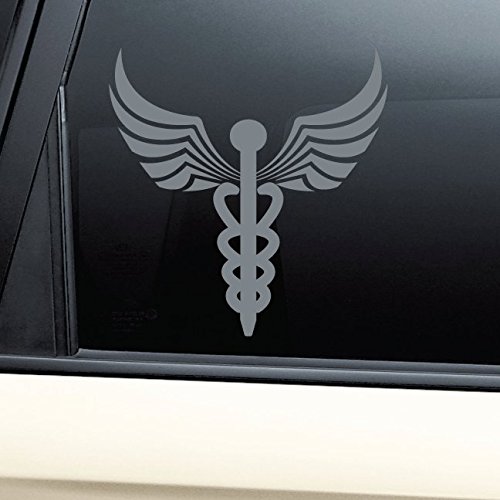 Caduceus Snake Medical Emblem Vinyl Decal Laptop Car Truck Bumper Window Sticker - Charcoal