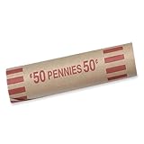 Preformed Kraft Paper Tubular Coin Wrappers, Holds 50 Pennies, Red, 1000/Box (MMF2160600A07)