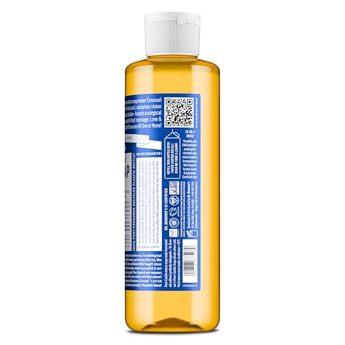 Dr. Bronner's Pure-Castile Magic Liquid Soap (Peppermint, 8 Ounce)- Made with Organic Oils, 18-in1 Uses: Face, Hair, Hand & Body Soap, Laundry, Pets- Concentrated, Vegan, Non-GMO