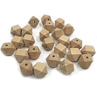 Wendysun 14mm 100pcs Natural Organic Maple Unfinished Hexagon Geometric Wooden Beads DIY Polyhedron Cube Beads Accessories&Crafts Baby Teether Hanging Materials Wooden Teether ... (14mm-100pcs)