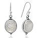 Women’s 925 Oxidized Sterling Silver Oval Gemstone Vintage Dangle Hook Earrings, 1.25