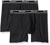 Champion Men's 2-Pack Tech Performance Boxer Brief, Black, Small