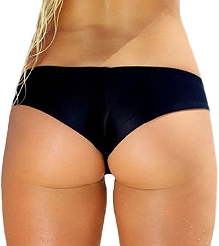Women's Simply Solid Cheeky Bikini Bottom (M, Black)