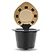 i Cafilas Reusable Capsules Refillable Coffee Capsule Filter Compatible With Nespresso coffee machines with Coffee Spoon brush (Gold)