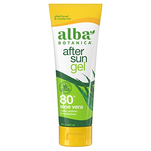 Alba Botanica Aloe Vera Gel for Skin, Cooling After Sun Treatment for Face and Body, Made with