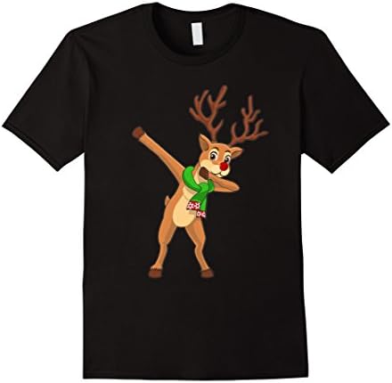 Mens Reindeer Dabbing Shirt with red nose Christmas Rudolf Deer XL Black